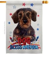 Patriotic Miniature Dachshund House Flag