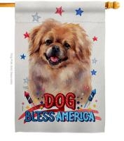 Patriotic Pekingese House Flag