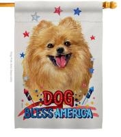 Patriotic Pomeranian House Flag