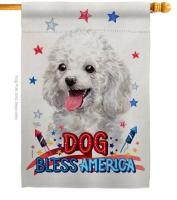 Patriotic White Poodle House Flag