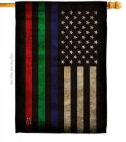 Thin Blue Green Red Line House Flag