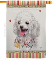 White Poodle Happiness House Flag