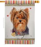 Yorkie Happiness House Flag