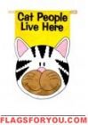Cat People Live Here House Flag