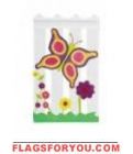 Floral Picket Fence Garden Flag