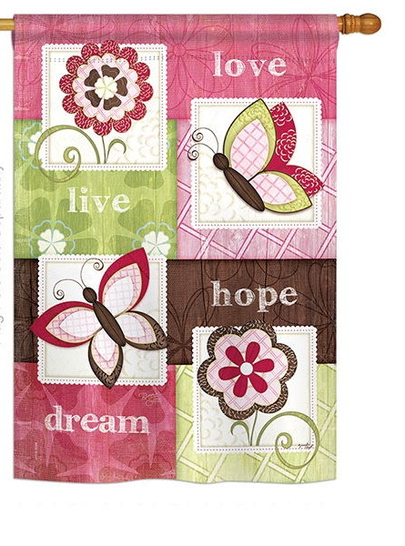 Butterfly Floral House Flag