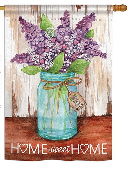 Lilacs Home Sweet Home Jar House Flag