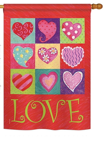 Love Hearts Collage House Flag