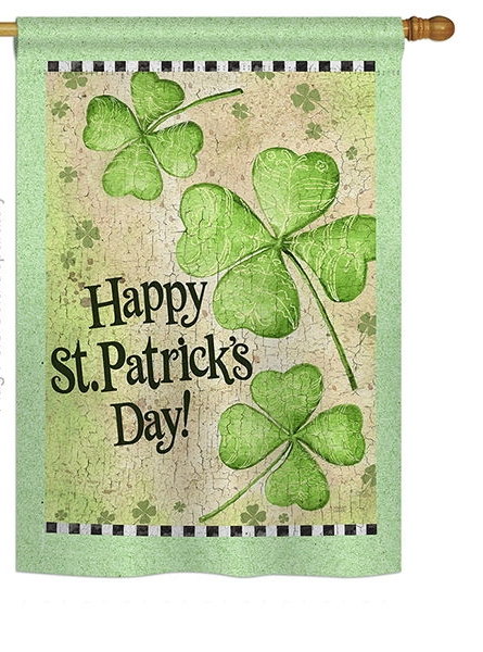 St. Patrick\'s Day Clover House Flag