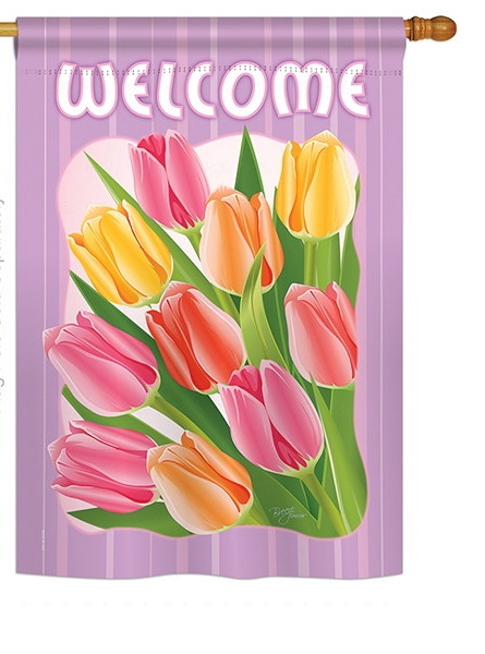 Welcome Tulips House Flag