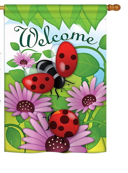 Welcome Ladybug House Flag