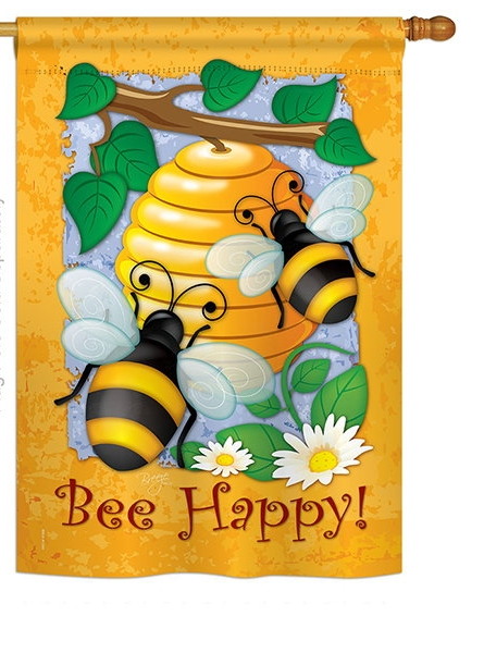 Bee Happy House Flag