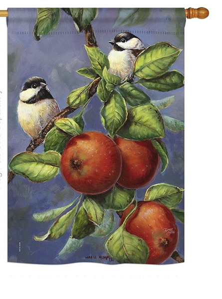 Chickadees & Apples House Flag