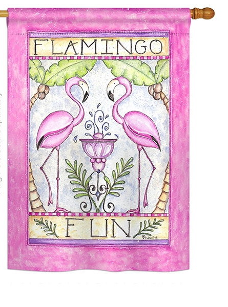 Flamingo Fun House Flag More Garden Flags At Flagsforyou Com