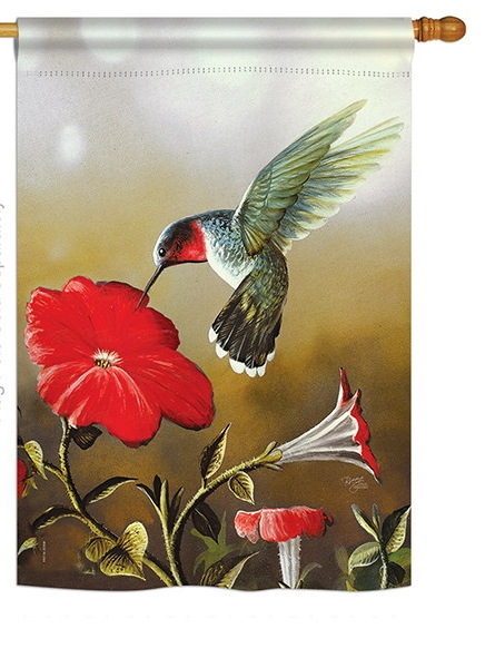 Ruby Hummingbird House Flag