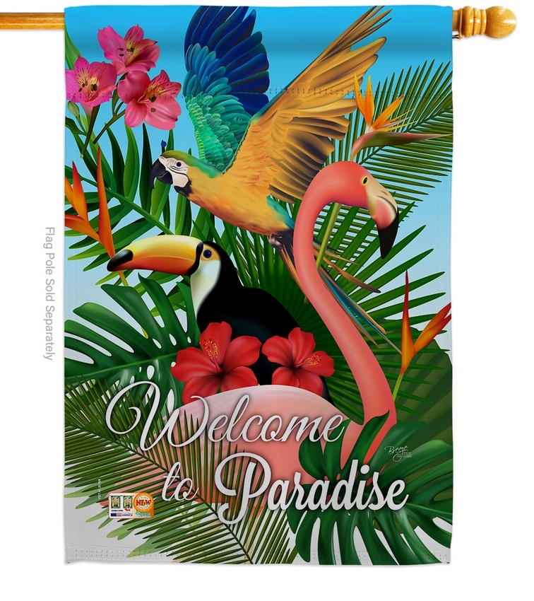 Tropical Bird Paradise House Flag