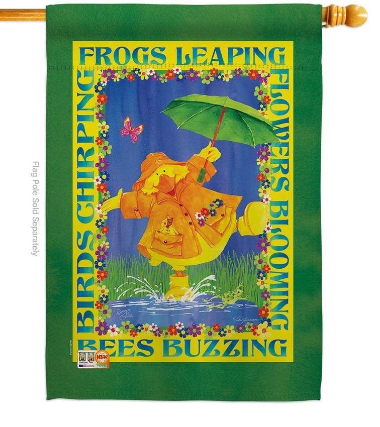 Spring Duckling House Flag