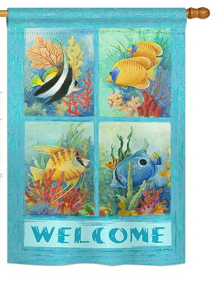 Tropical Fish Collage House Flag