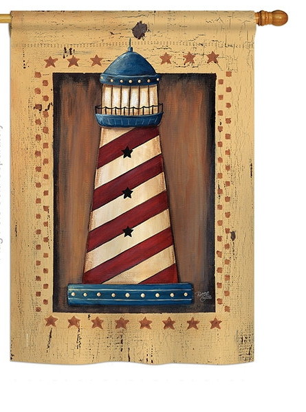 Patriotic Lighthouse House Flag