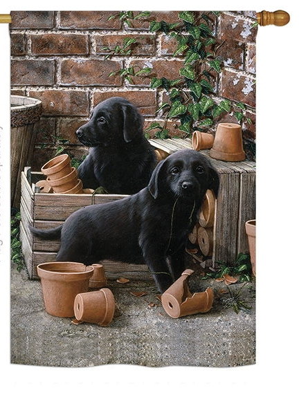 Black Lab Pups House Flag