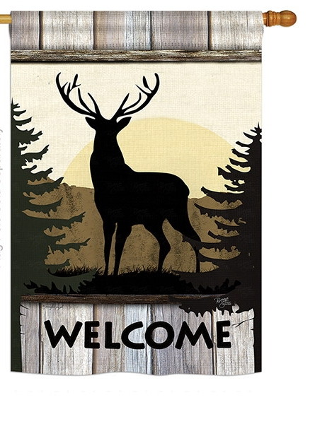 Welcome Wild Deer House Flag