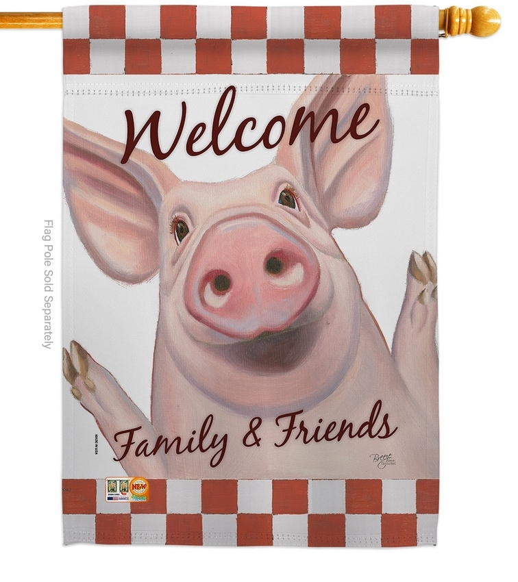 Welcome Piggy House Flag