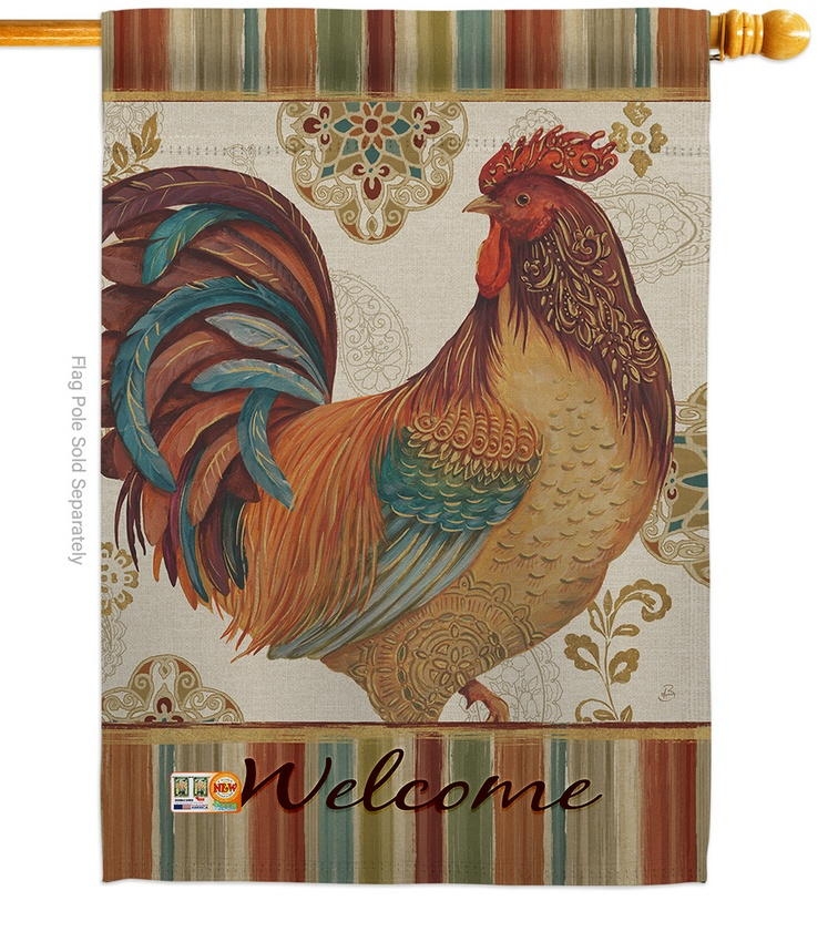 Welcome Rooster Decorative House Flag