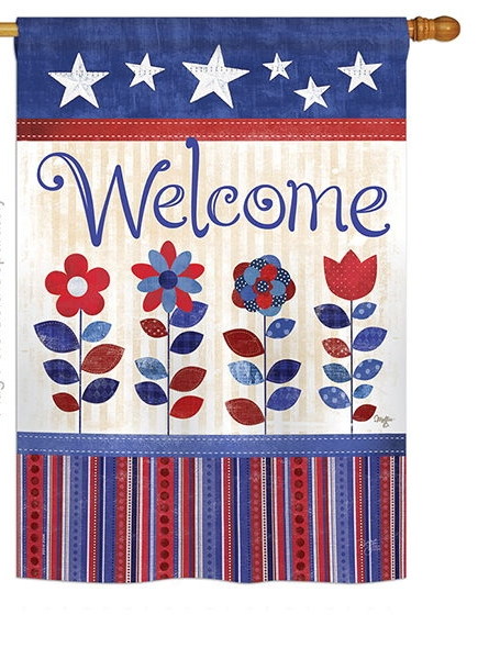 Patriotic Welcome House Flag