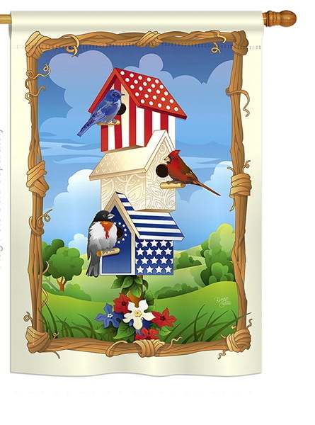 Star Spangled Birdhouse House Flag