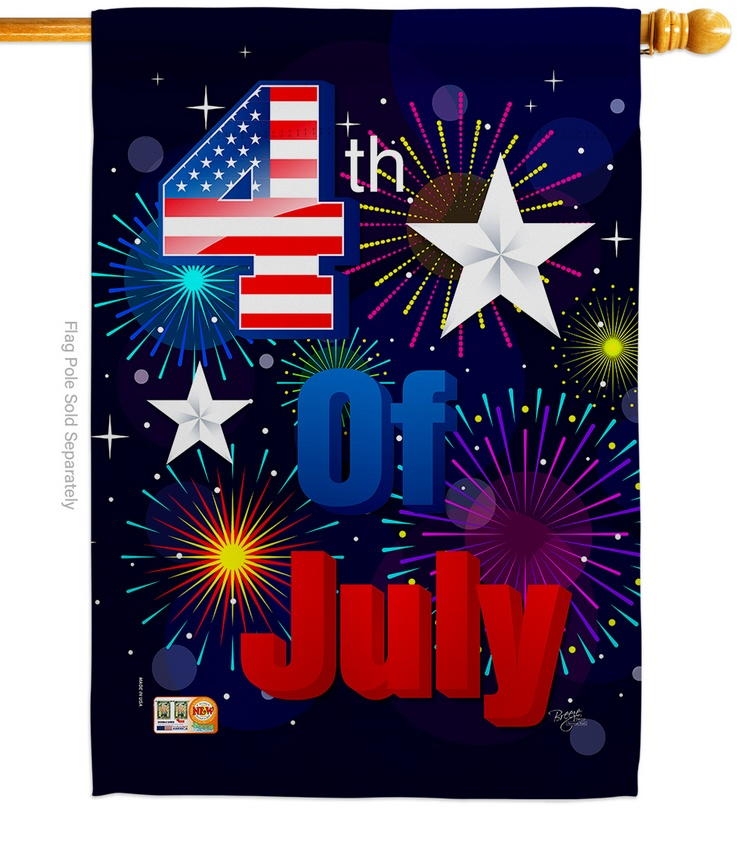 Fireworks July 4th Decorative House Flag