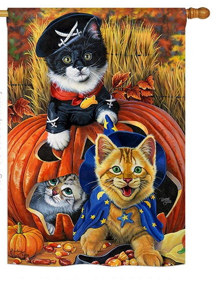 Halloween Kittens House Flag