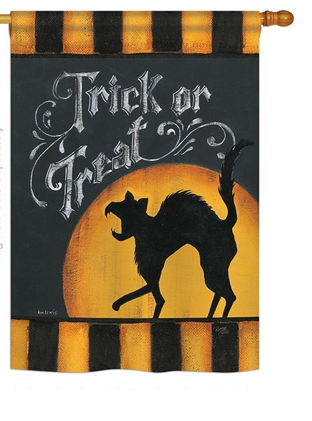 Black Cat Creeping House Flag