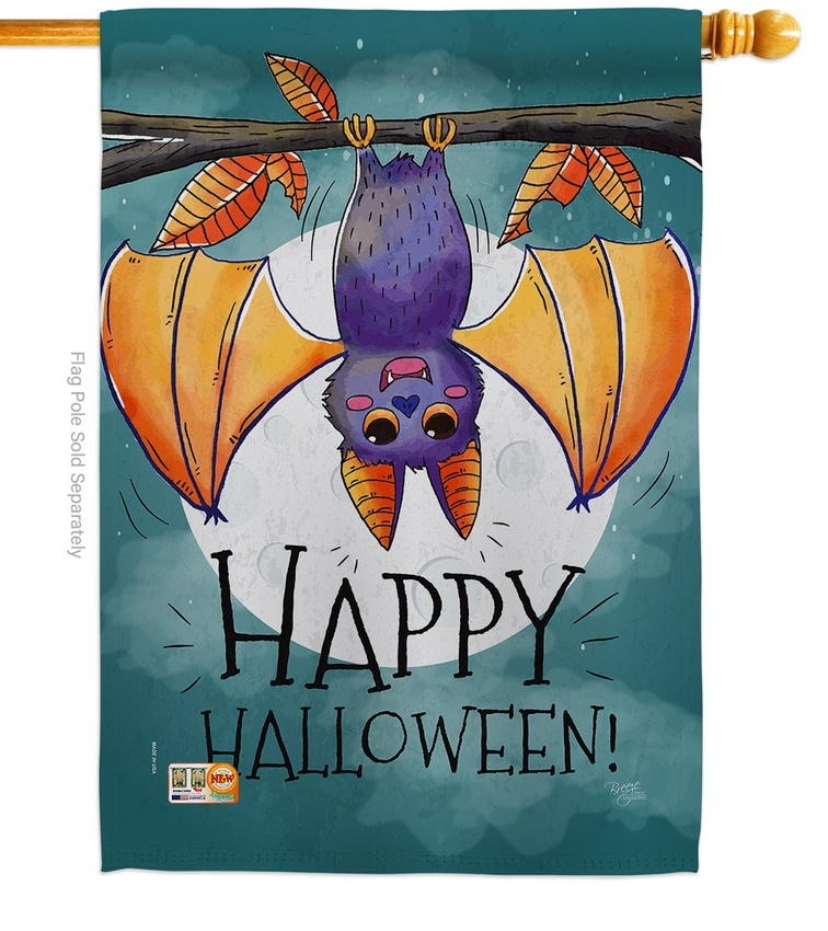 Happy Halloween Bat House Flag