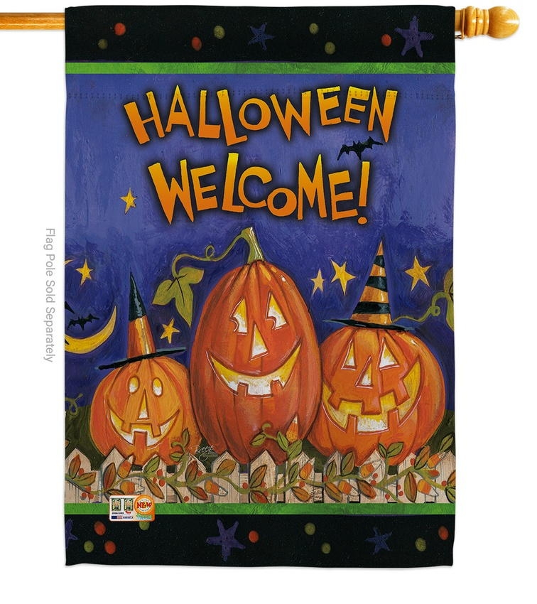 Halloween Welcome House Flag