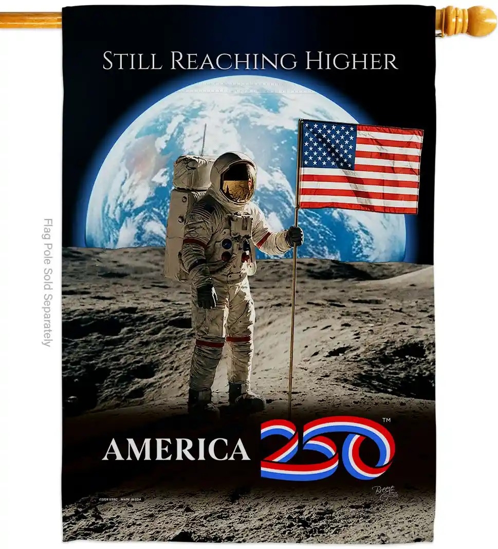 Astronaut Milestone USA 250 House Flag