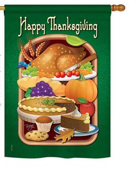 Thanksgiving Feast House Flag