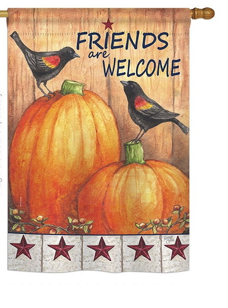 Friends Welcome Crows Garden Flag