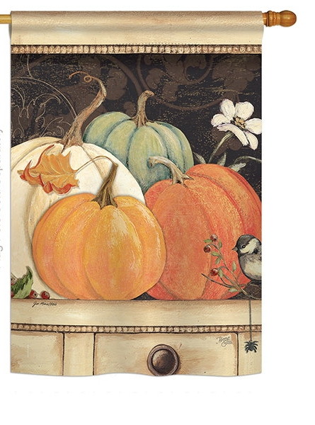 October Pumpkins House Flag