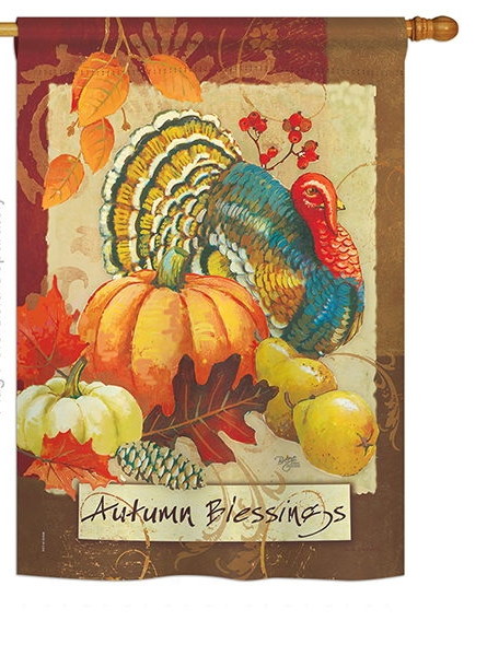 Autumn Blessings Turkey House Flag