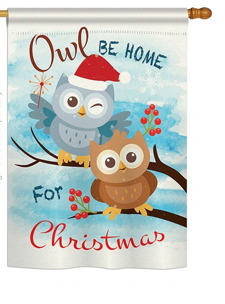 Owl Xmas House Flag