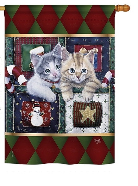 Christmas Calendar Kittens House Flag