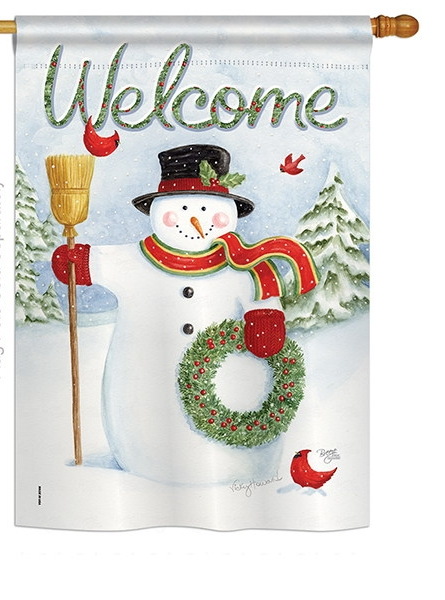 Snowman Wreath House Flag