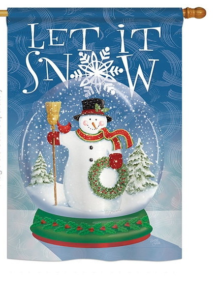 Snow Globe Snowman House Flag