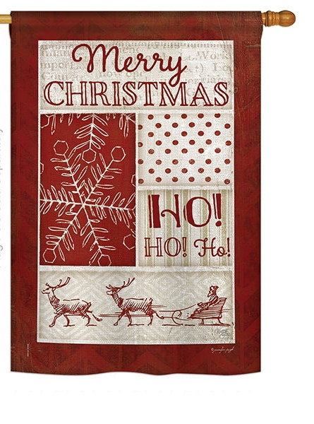 Ho Ho Ho Red Collage House Flag