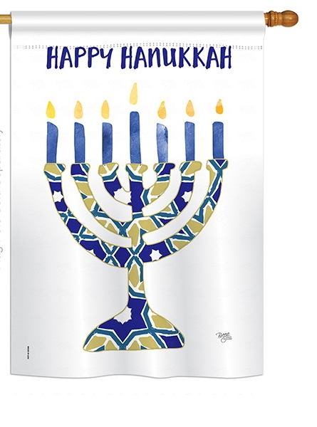 Hanukkah Menorah House Flag