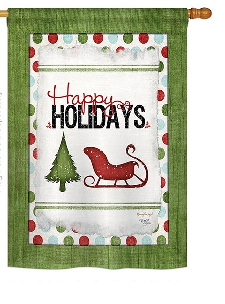 Classic Happy Holidays House Flag