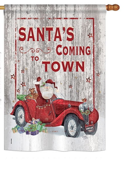 Santa\'s Coming to Town House Flag