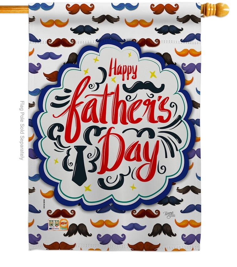 Happy Father\'s Day Mustache House Flag