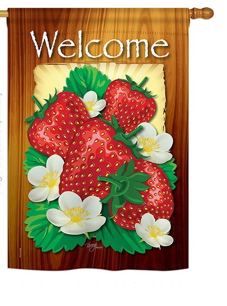Welcome Strawberries House Flag