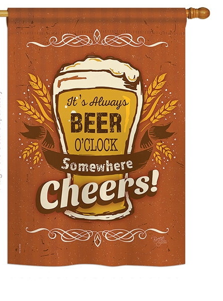 It\'s Always Beer O\'Clock Garden Flag